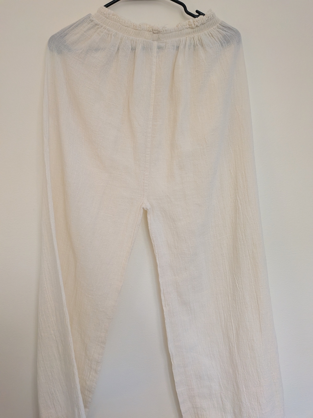 Lightweight Cream Wide-Leg Cotton Pants